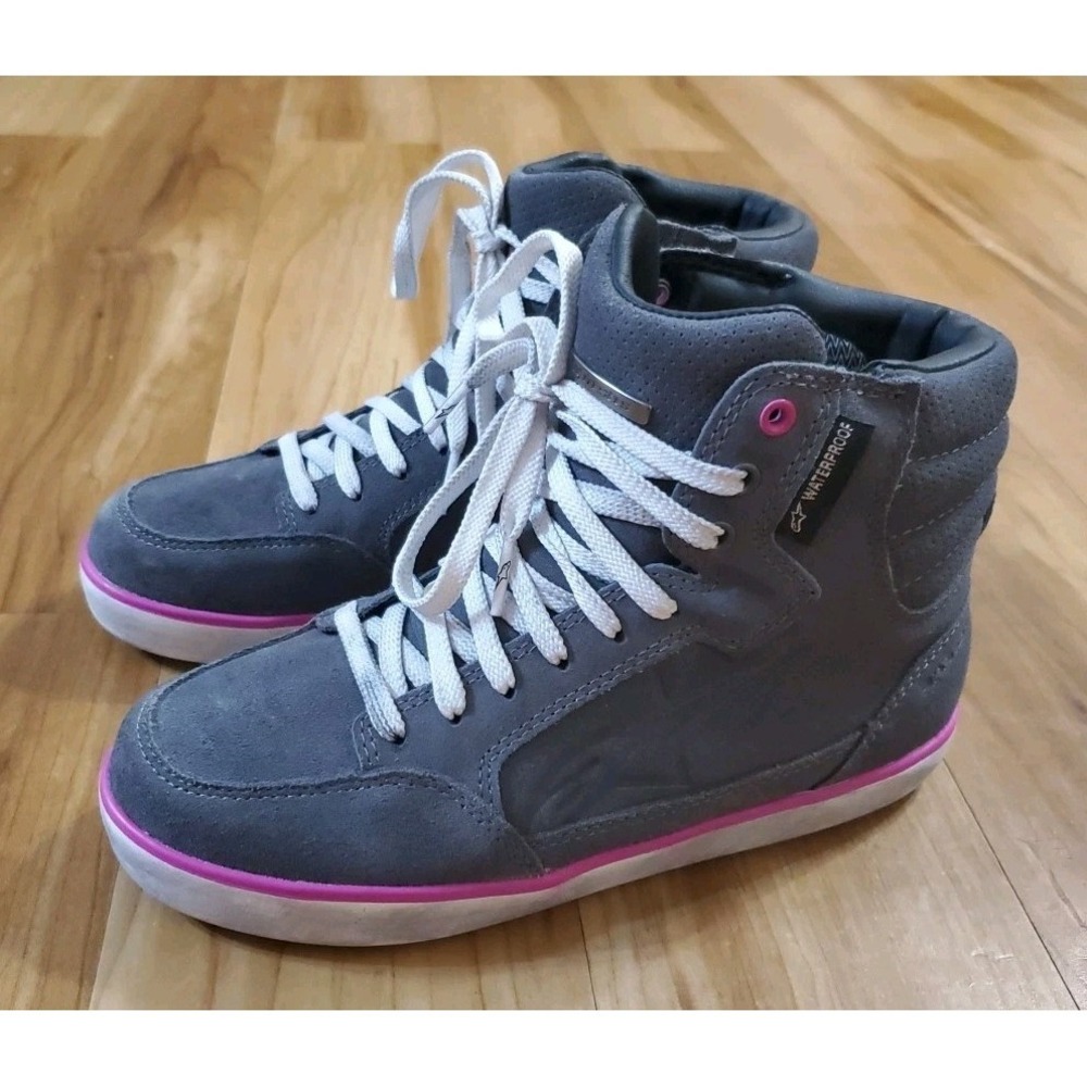 Alpinestars Stella J-6 Waterproof motorcycle Shoes Light Gray Fuchsia Womens 5.5
